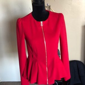 Slight peplum red formal jacket